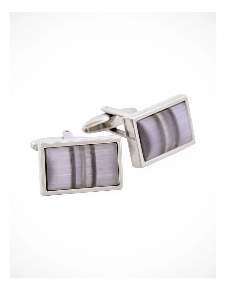 Multi Coloured Grey Striped Cats Eye Cufflinks image 2