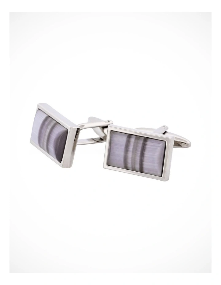 Multi Coloured Grey Striped Cats Eye Cufflinks image 3