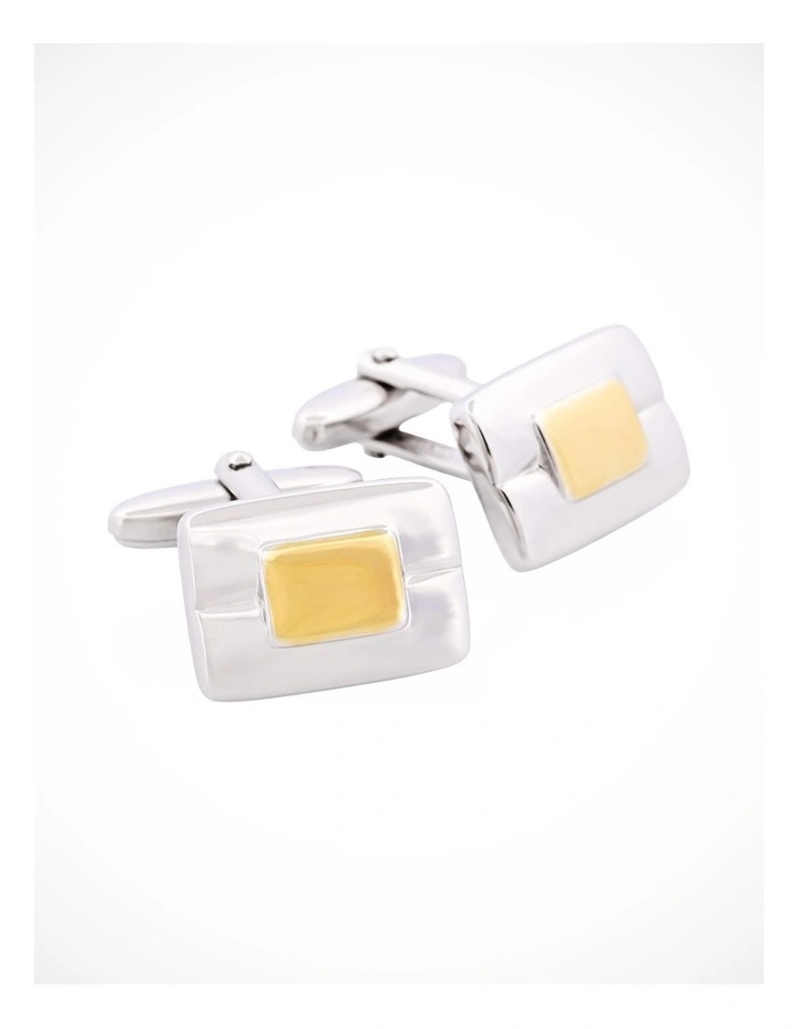 Rhodium & Gold Centre Plated Cufflinks image 2