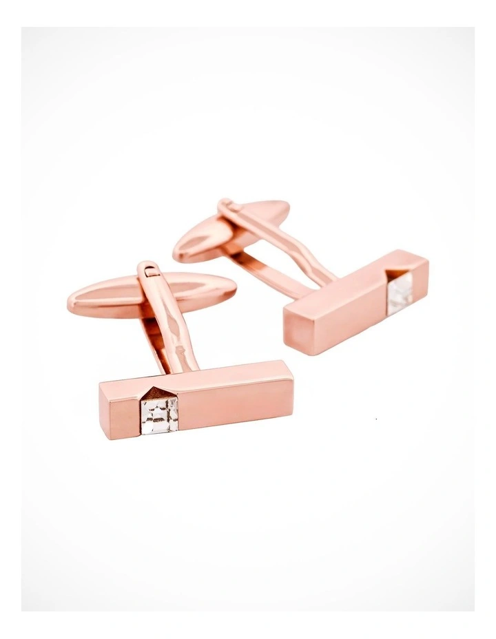 Polished Rose Gold Plated & Cz Cufflinks image 2