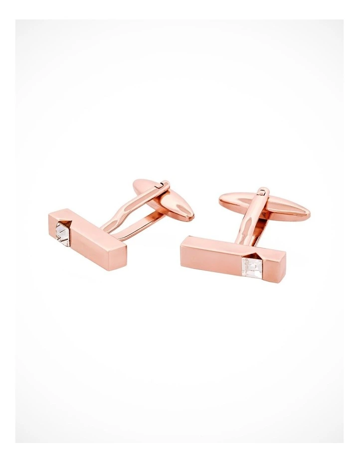 Polished Rose Gold Plated & Cz Cufflinks image 3