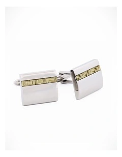 Stainless Steel Yellow Fibreglass Cufflinks