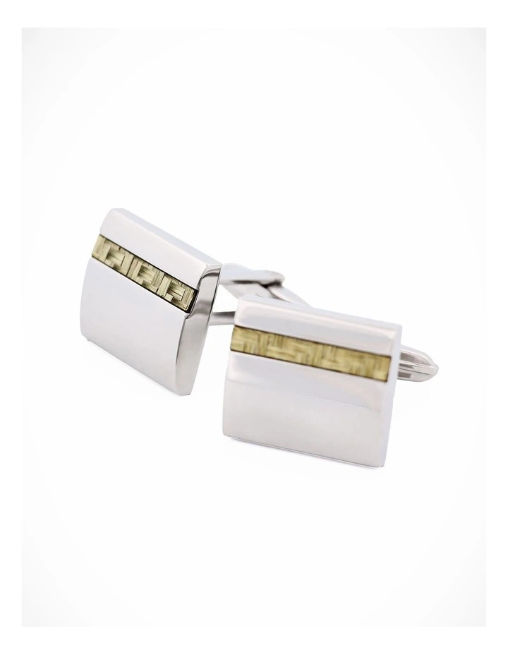 Stainless Steel Yellow Fibreglass Cufflinks image 2