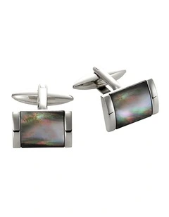 Stainless Steel & Grey Mop Cufflnks