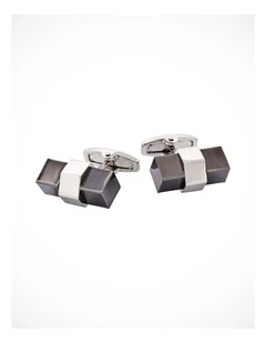 Rhodium Plated & Hematite Cufflinks