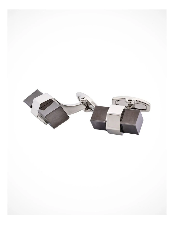 Rhodium Plated & Hematite Cufflinks image 3