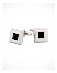 Square Jet Crystal Cufflinks