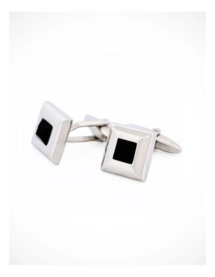 Square Jet Crystal Cufflinks image 2