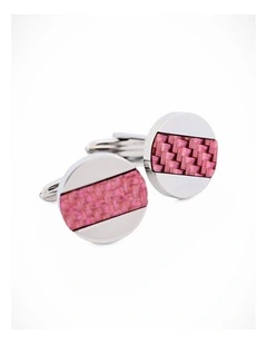 Stainless Steel Pink Fibreglass Cufflinks