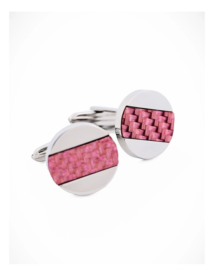Stainless Steel Pink Fibreglass Cufflinks image 1