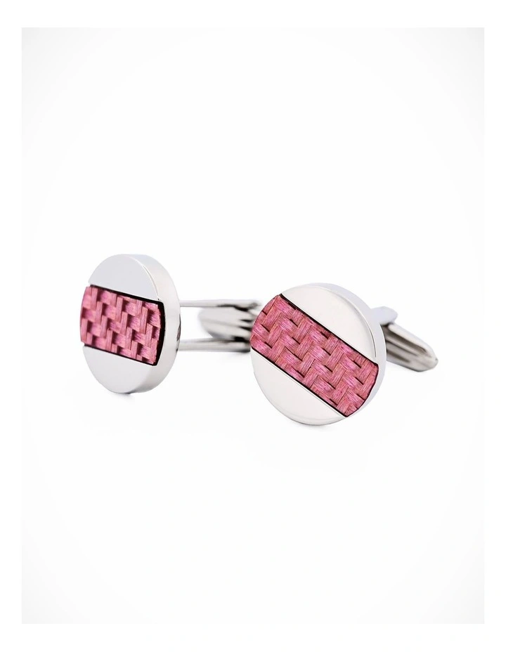Stainless Steel Pink Fibreglass Cufflinks image 2