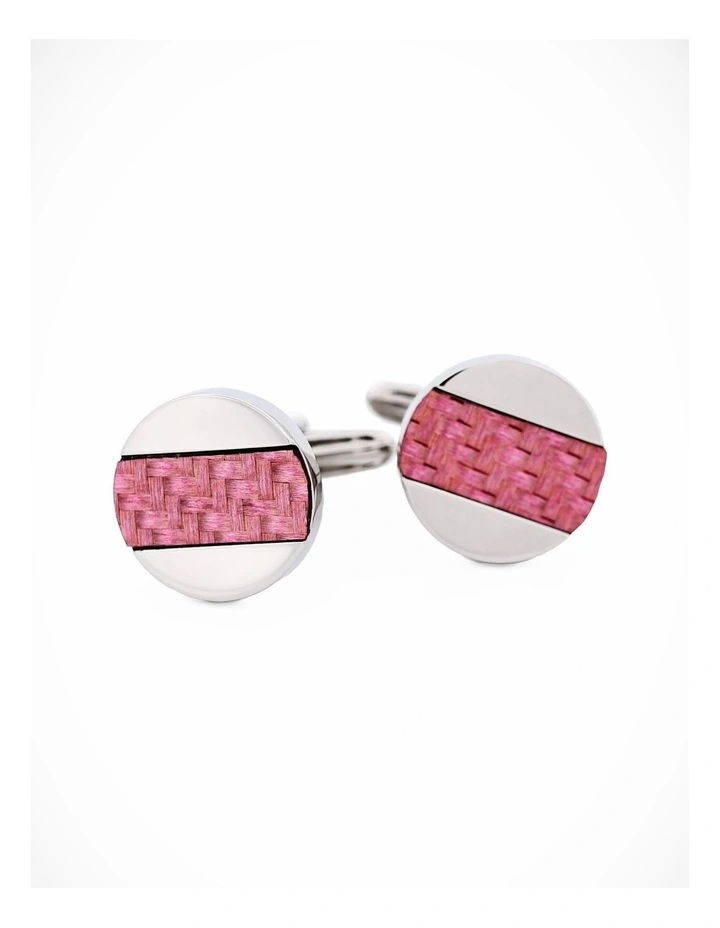 Stainless Steel Pink Fibreglass Cufflinks image 3