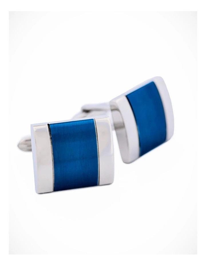 Stainless Steel Ion Plated Blue Cufflinks image 2