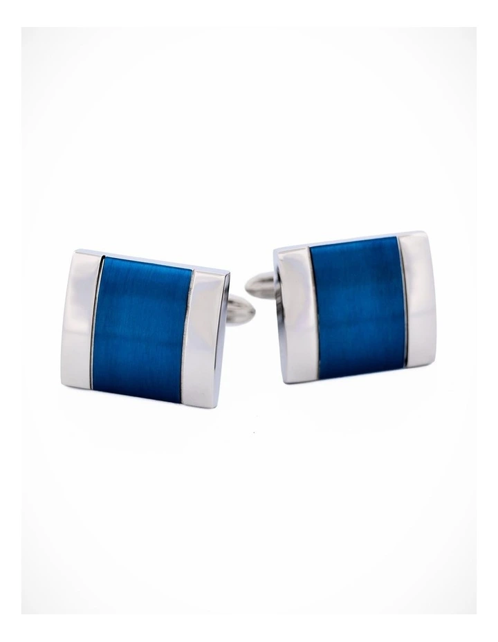 Stainless Steel Ion Plated Blue Cufflinks image 3