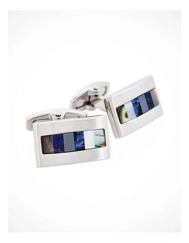 Grey Mother Of Pearl & Lapis Lazuli & Hematite & Solidate & Mop Cufflinks image 1