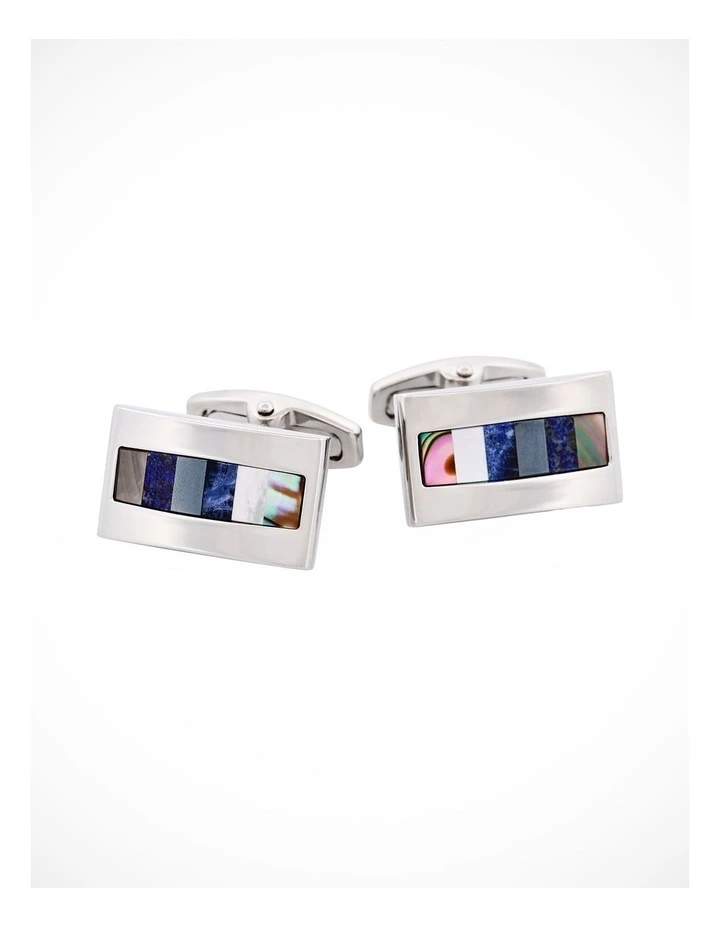 Grey Mother Of Pearl & Lapis Lazuli & Hematite & Solidate & Mop Cufflinks image 2