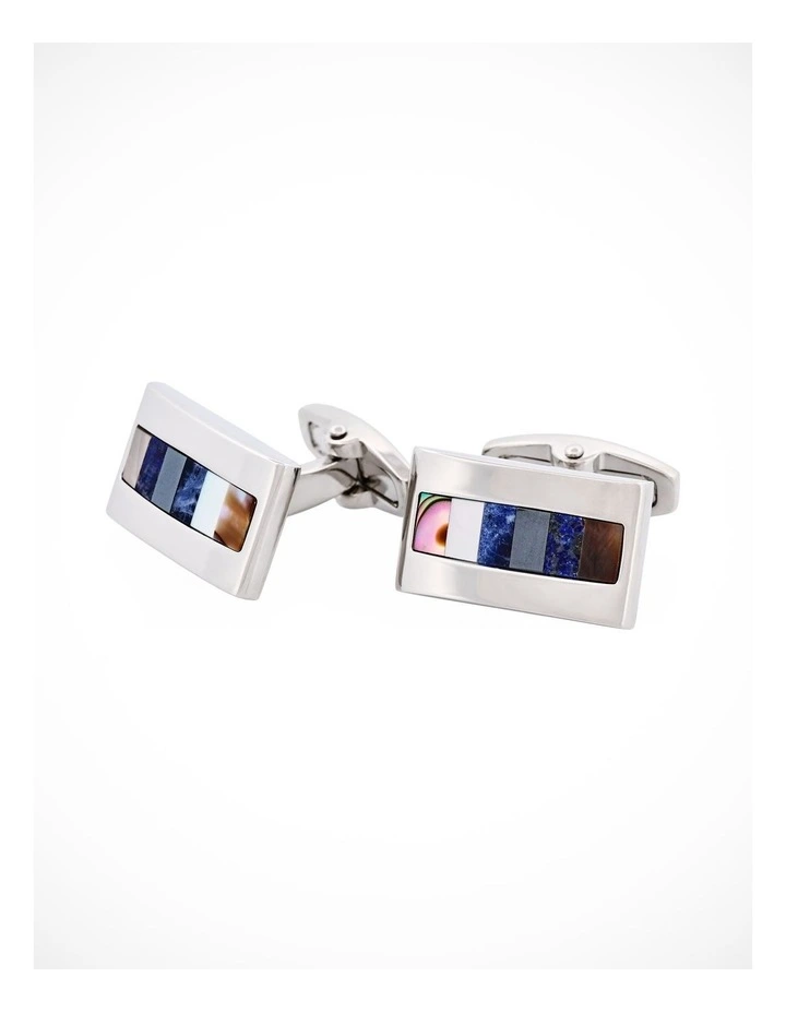 Grey Mother Of Pearl & Lapis Lazuli & Hematite & Solidate & Mop Cufflinks image 3