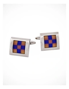 Orange Navy Check Cufflinks