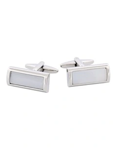 Small Grey Cats Eye Rectangle Domed Cufflinks