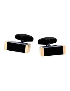Ion Plated Gold Black Steel Cufflinks