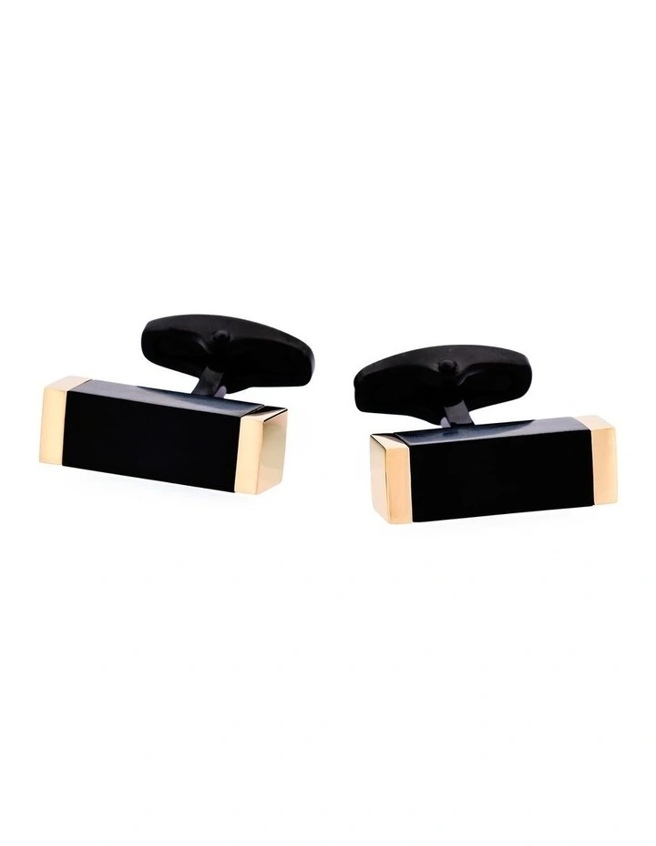 Ion Plated Gold Black Steel Cufflinks image 1