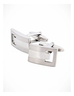 Rhodium Brush Rhodium Cufflinks