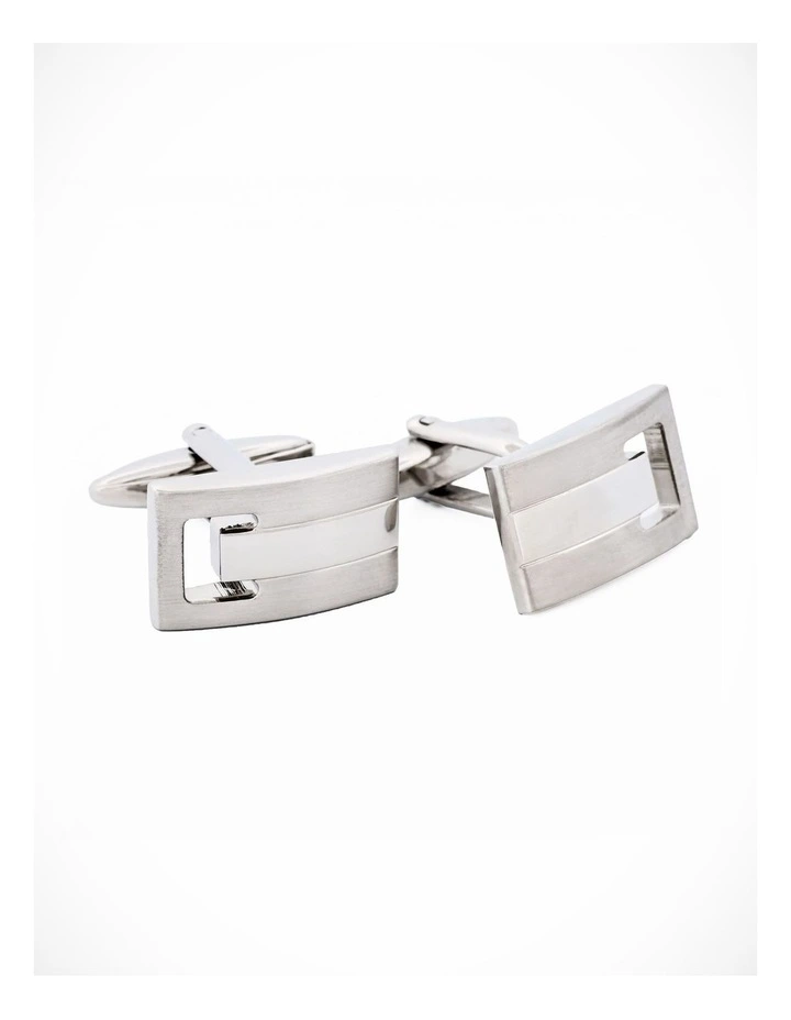 Rhodium Brush Rhodium Cufflinks image 2