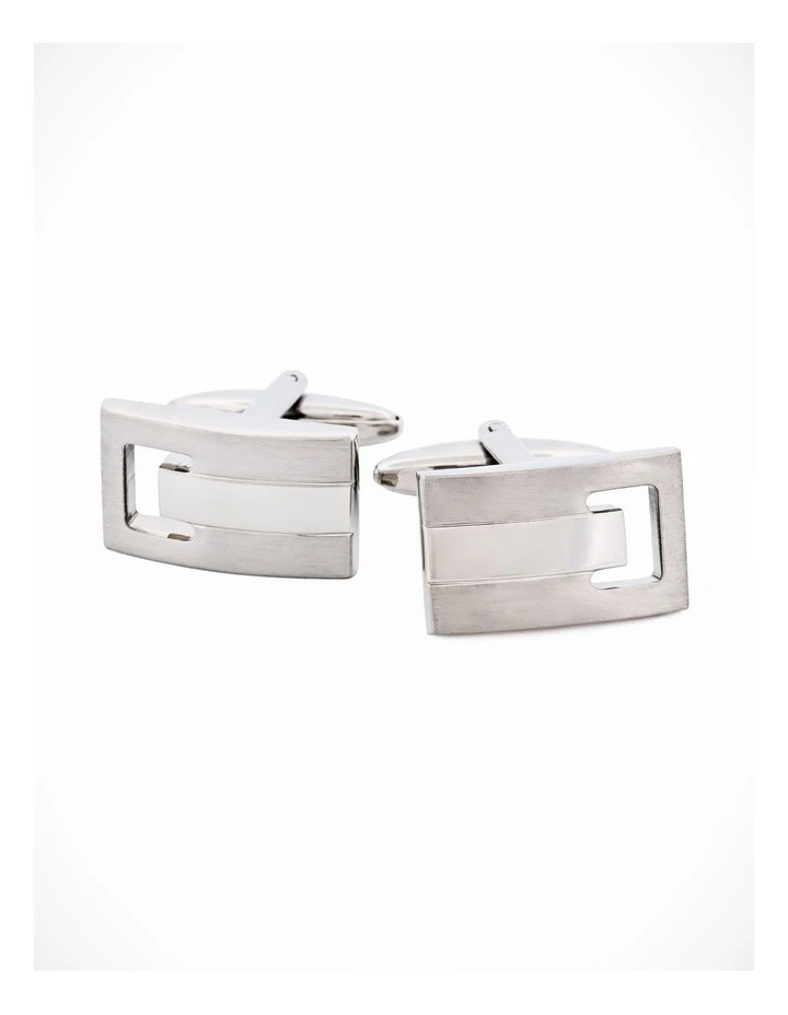 Rhodium Brush Rhodium Cufflinks image 3