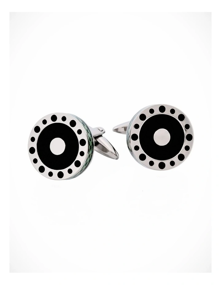 Stainless Steel & Green Carbon & Leather Cufflinks image 3