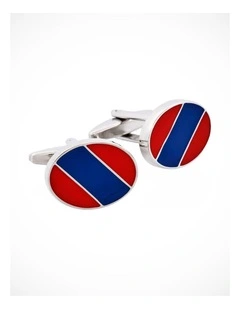 Blue & Red Striped Enamel Cufflinks
