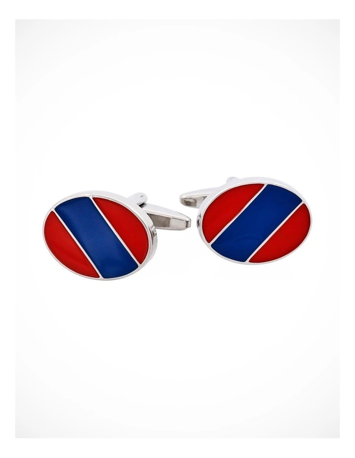Blue & Red Striped Enamel Cufflinks image 3