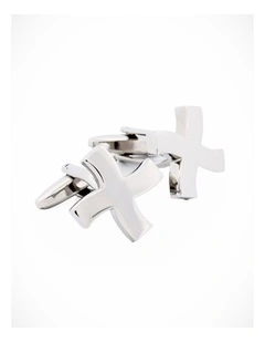 Rhodium Cross Cufflinks