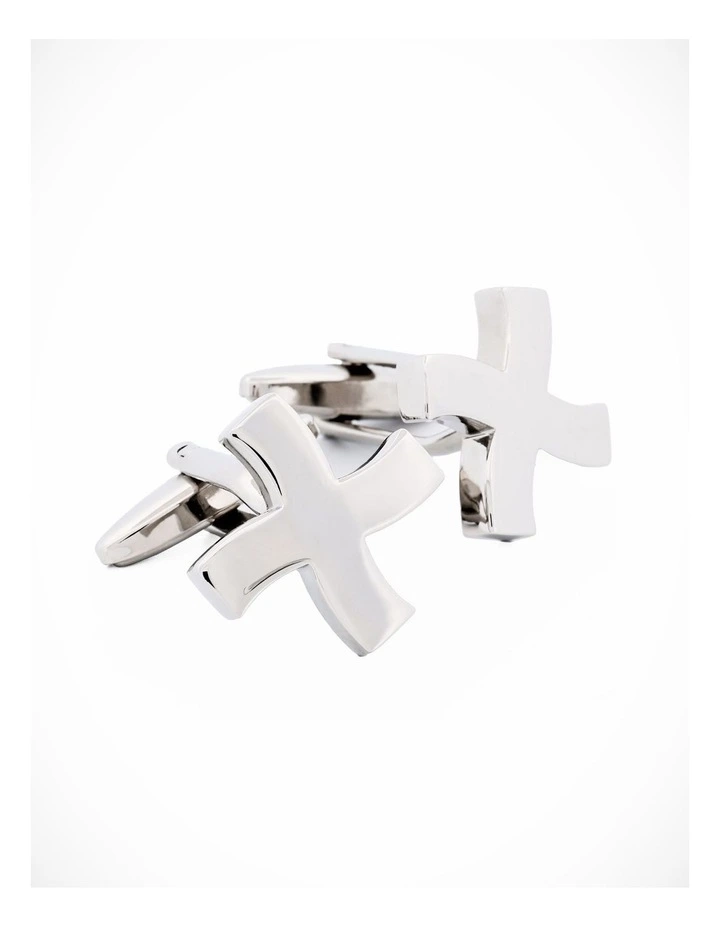 Rhodium Cross Cufflinks image 1