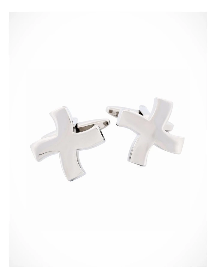 Rhodium Cross Cufflinks image 2