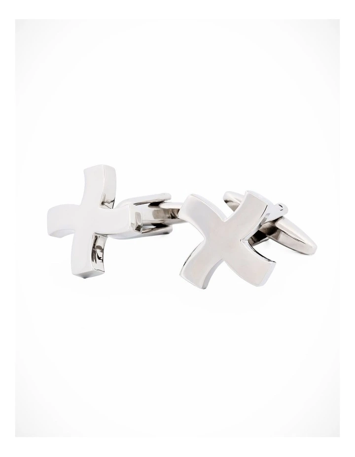 Rhodium Cross Cufflinks image 3