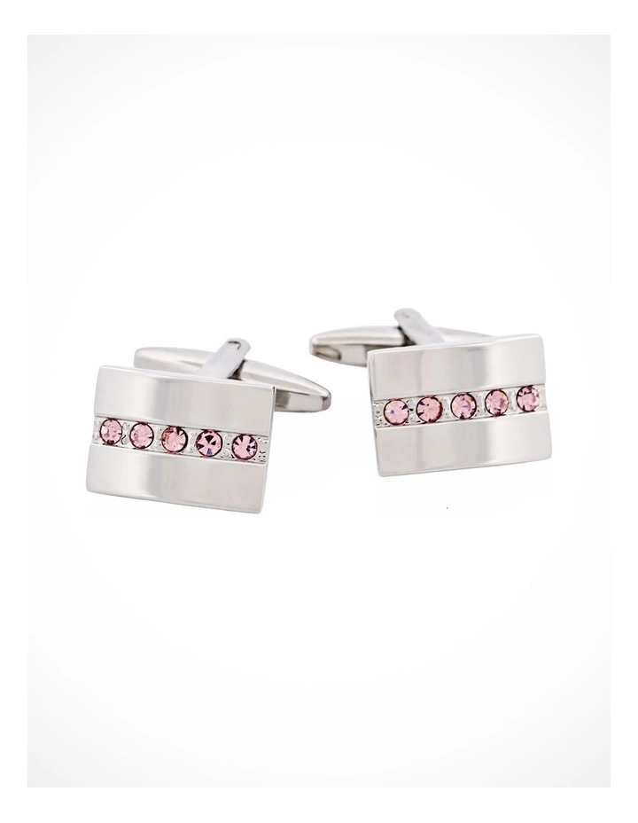 Purple Crystal & Rhodium Plated Cufflinks image 1