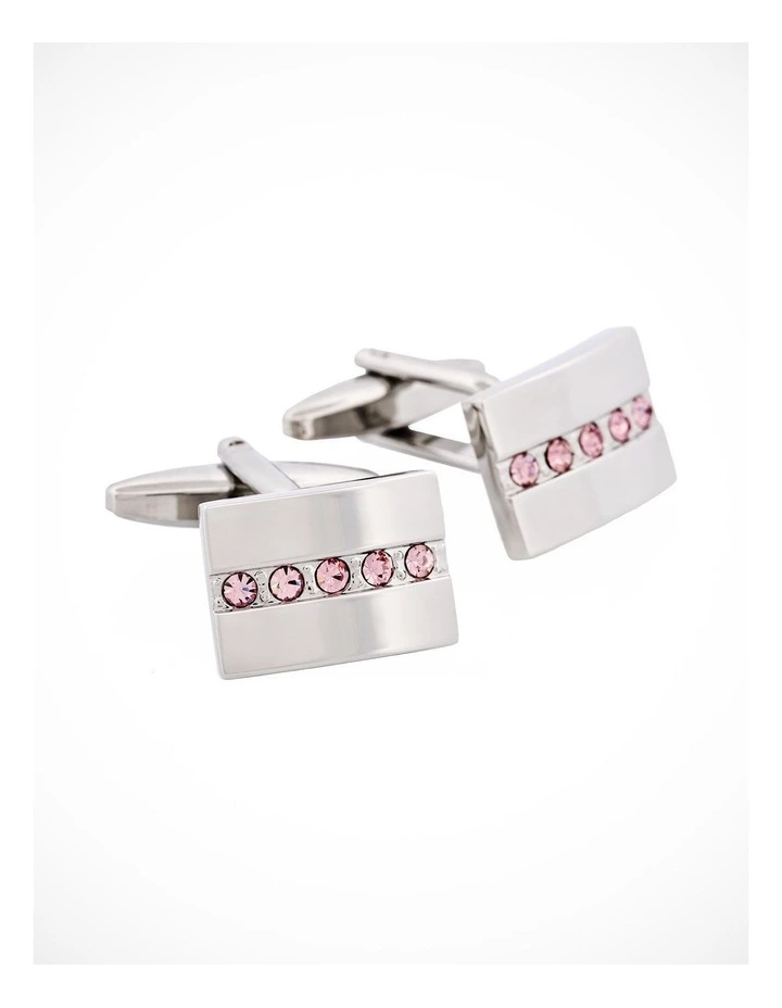 Purple Crystal & Rhodium Plated Cufflinks image 2