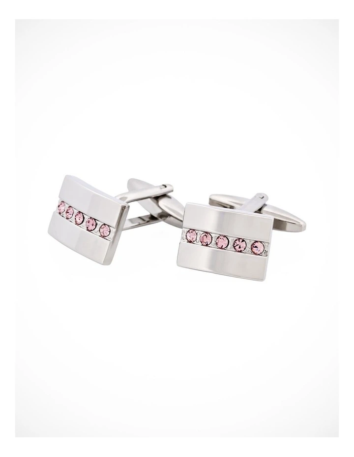 Purple Crystal & Rhodium Plated Cufflinks image 3