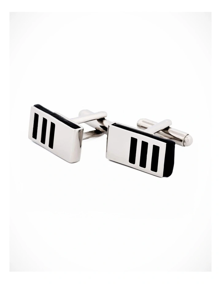 Rhodium Black Epoxy Cufflinks image 2
