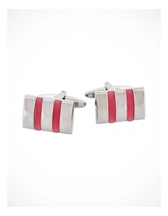 Rhodium & Dark Pink Cats Eye Links