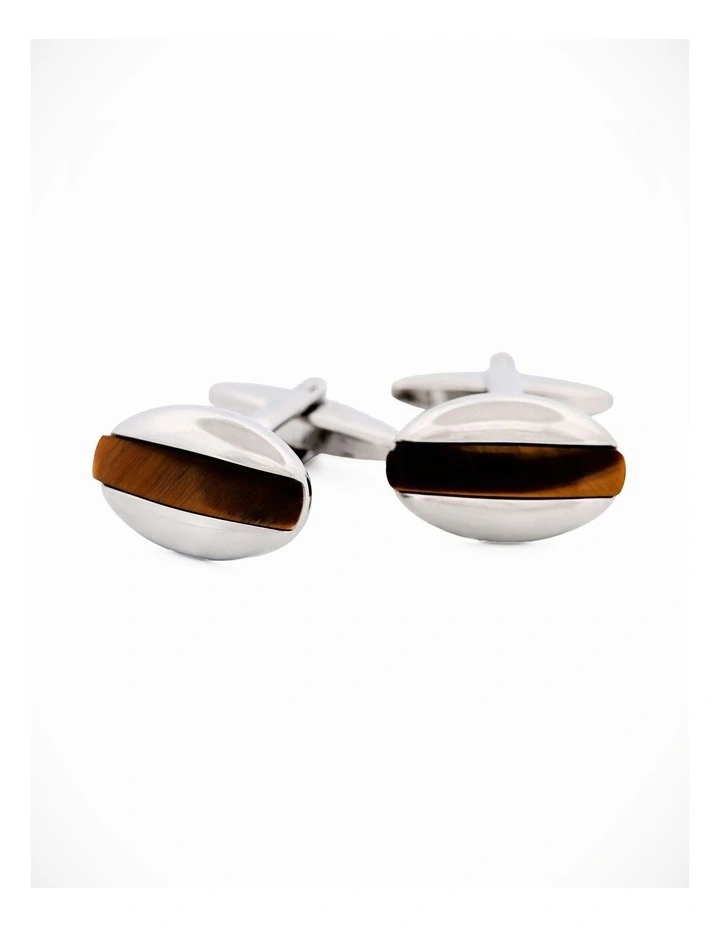 Rhodium Tiger Eye Cufflinks image 2