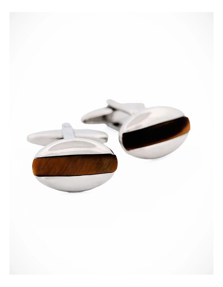 Rhodium Tiger Eye Cufflinks image 3