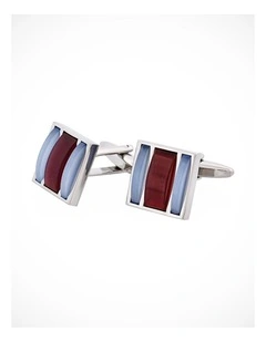 Blue & Maroon Striped Cats Eye Cufflinks
