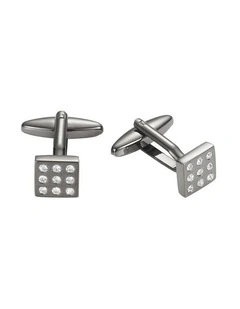 Small Gun Metal Square Crystal Cufflinks