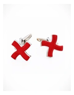 Red Enamel Cross Cufflinks
