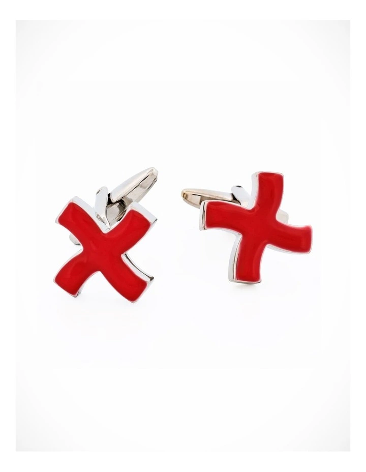 Red Enamel Cross Cufflinks image 1