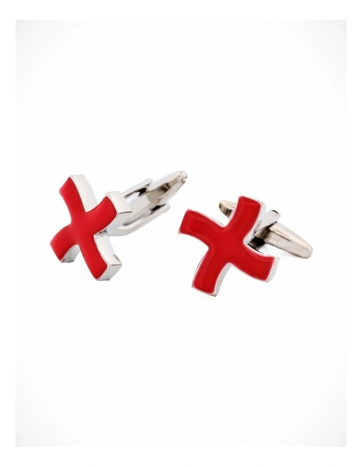 Red Enamel Cross Cufflinks image 2
