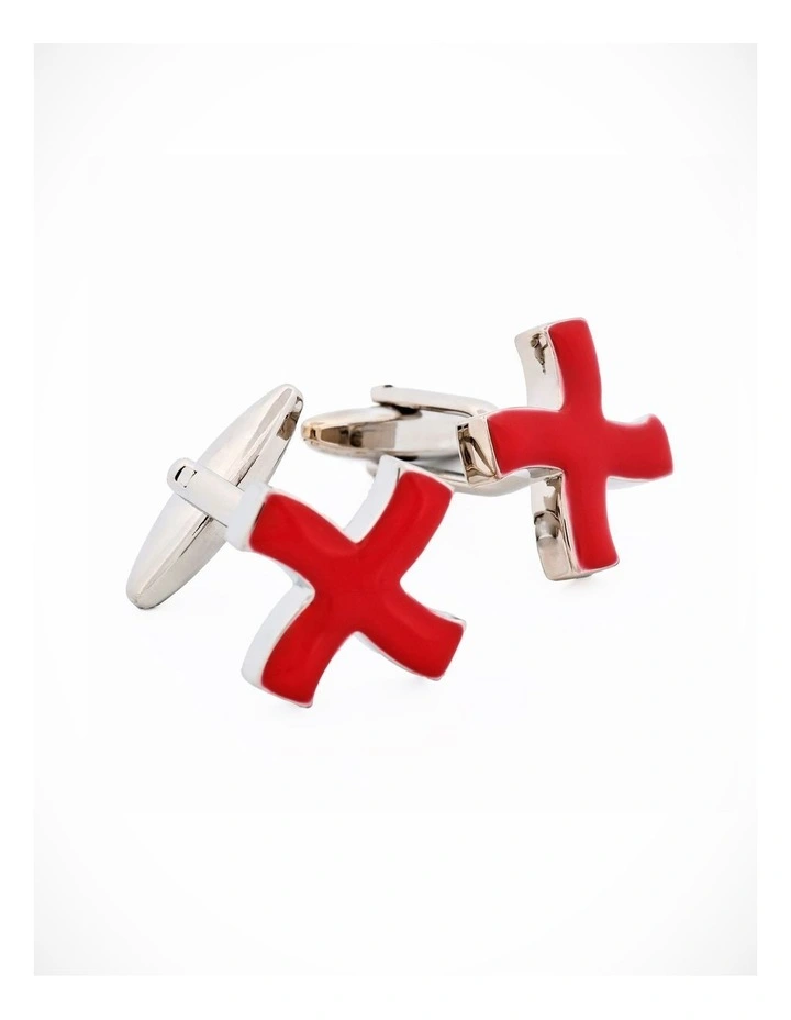 Red Enamel Cross Cufflinks image 3