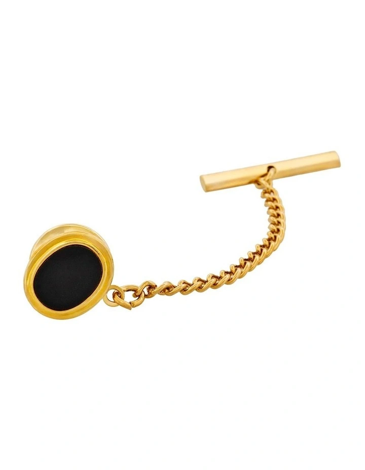 Gold Plated & Onyx Tie Tak image 1