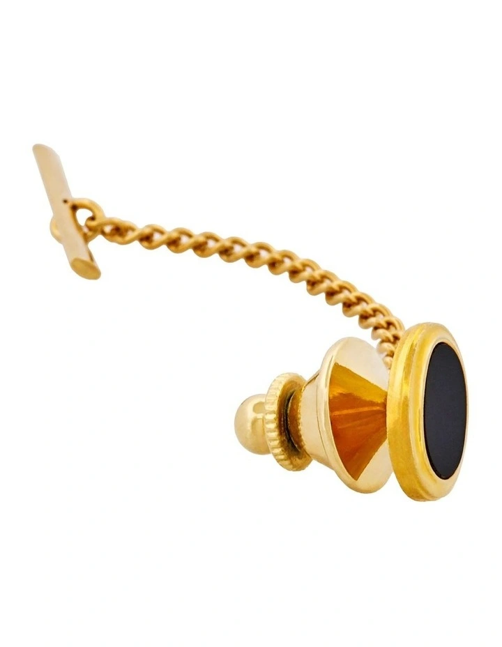 Gold Plated & Onyx Tie Tak image 2